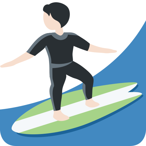 Sörf yapan kişi: açık cilt tonu için Twitter (X) Twemoji 15.0.3