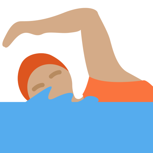 Osoba plavání: Střední tón pleti pro Twitter (X) Twemoji 15.0.3