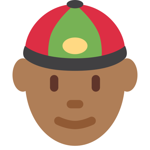 Άντρας με κινέζικο καπέλο: μεσαίος-σκούρος τόνος δέρματος για Twitter (X) Twemoji 15.0.3