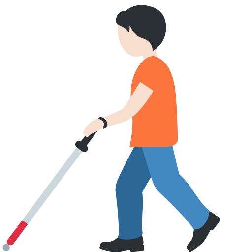 Άτομο με μπαστούνι για τυφλούς: ανοιχτόχρωμος τόνος δέρματος για Twitter (X) Twemoji 15.0.3