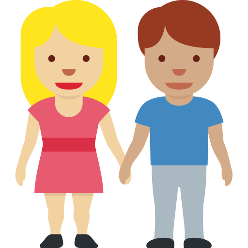 Nainen ja mies kädestä pitäen: Keskivaalea ihonsävy, Keskivaalea ihonsävy. varten Twitter (X) Twemoji 15.0.3