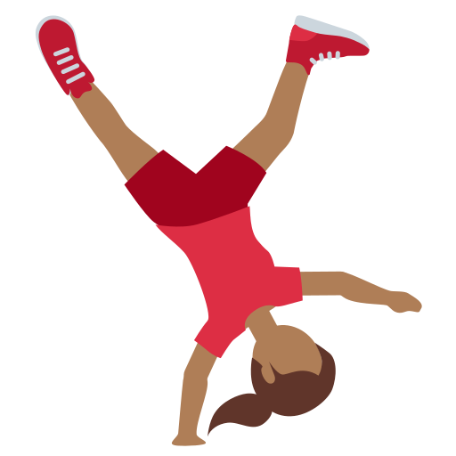 Người phụ nữ nhào lộn: màu da tối trung bình cho Twitter (X) Twemoji 15.0.3