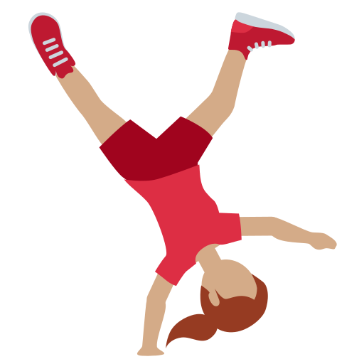 Twitter (X) Twemoji 15.0.3의 경우 옆돌기하는 여자: 갈색 피부