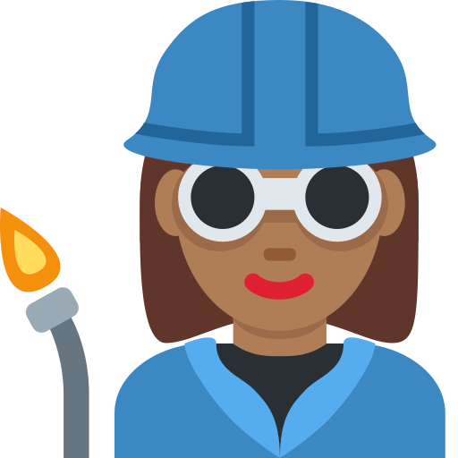 Pekerja pabrik wanita: warna kulit gelap-sedang untuk Twitter (X) Twemoji 15.0.3