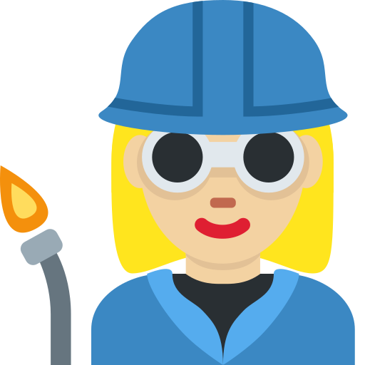 Twitter (X) Twemoji 15.0.3의 경우 공장 여자 직원: 연한 갈색 피부