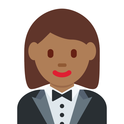 Vrouw in smoking: donkergetinte huidskleur voor Twitter (X) Twemoji 15.0.3