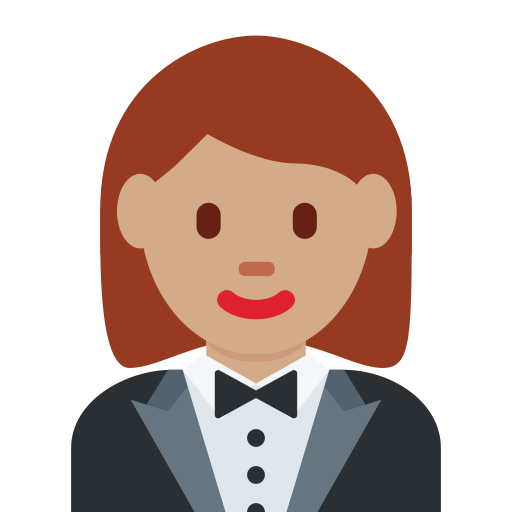 Nainen smokissa: keskiruskea ihonväri varten Twitter (X) Twemoji 15.0.3