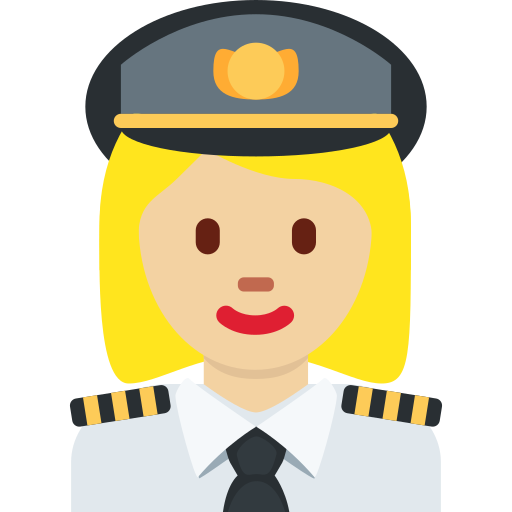 Juruterbang wanita: ton kulit sederhana cerah untuk Twitter (X) Twemoji 15.0.3