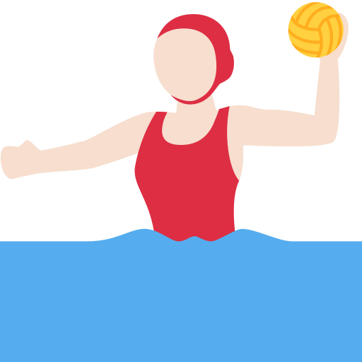 Vrouw die waterpolo speelt: lichte huidskleur voor Twitter (X) Twemoji 15.0.3