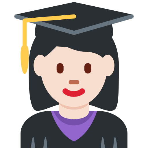Studentka: světlý odstín pleti pro Twitter (X) Twemoji 15.0.3