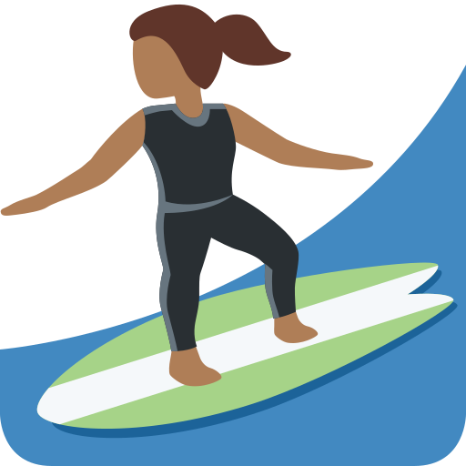 Surfování pro ženy: Středně tmavý odstín pleti pro Twitter (X) Twemoji 15.0.3