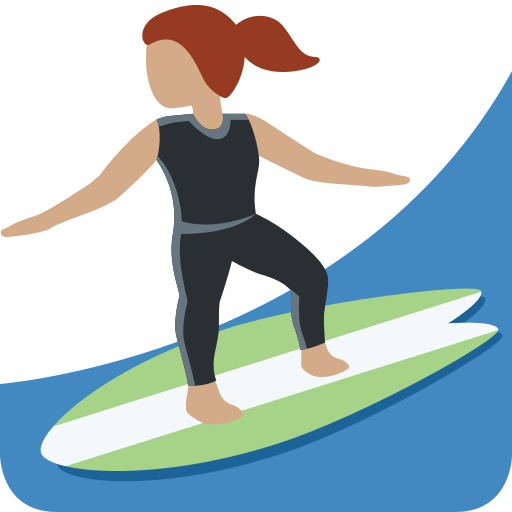 Sörf yapan kadın: orta cilt tonu için Twitter (X) Twemoji 15.0.3