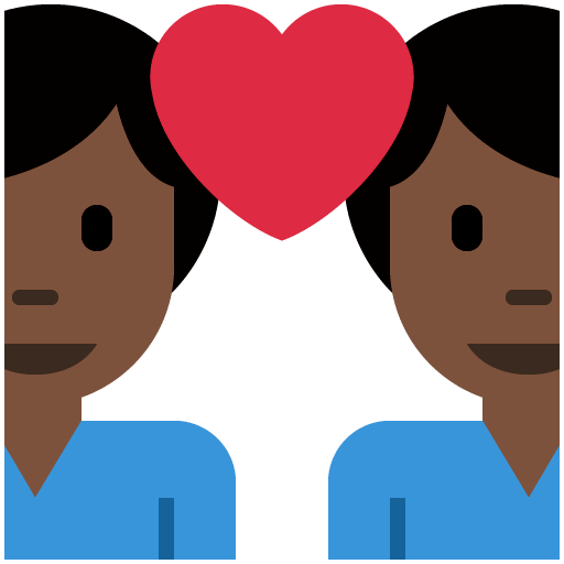 Parella amb cor - Home: pell fosca, home: sense to de pell per Twitter (X) Twemoji 15.0