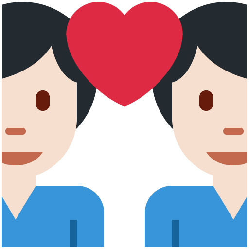 Parella amb cor - Home: pell clara, home: sense to de pell per Twitter (X) Twemoji 15.0