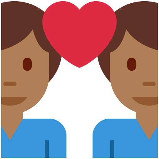 Cuplu cu inimă - Bărbat: ton mediu-întunecat al pielii, bărbat: fără nuanță a pielii pentru Twitter (X) Twemoji 15.0