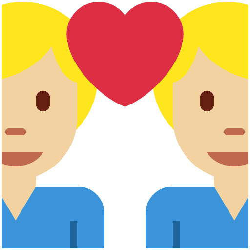 Pár se srdcem – muž: středně světlý tón pleti, muž: žádný tón pleti pro Twitter (X) Twemoji 15.0