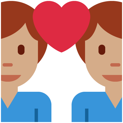 Pár se srdcem – muž: střední tón pleti, muž: žádný tón pleti pro Twitter (X) Twemoji 15.0