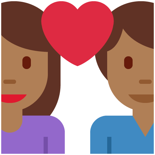 Parella amb cor - Dona: pell fosca, home: sense to de pell per Twitter (X) Twemoji 15.0