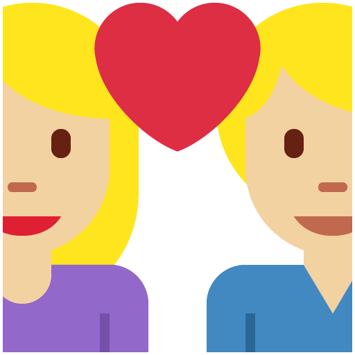 Cặp đôi có trái tim - Nữ: Tông màu da trung bình sáng, Nam: Không tông màu da cho Twitter (X) Twemoji 15.0
