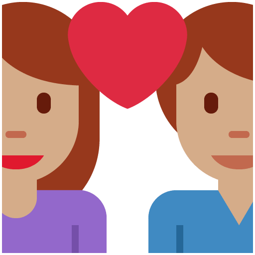 Paar mit Herz - Frau: mittlerer Hautton, Mann: kein Hautton für Twitter (X) Twemoji 15.0