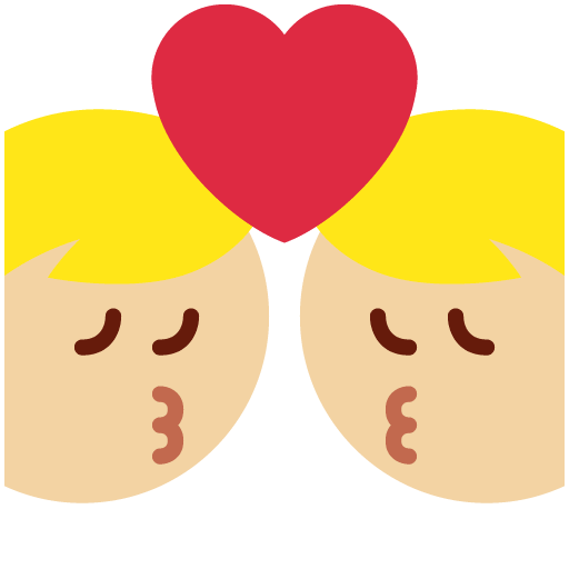 Öpücük - Erkek: Orta-Açık Cilt Tonu, Erkek: Cilt Tonu Yok için Twitter (X) Twemoji 15.0