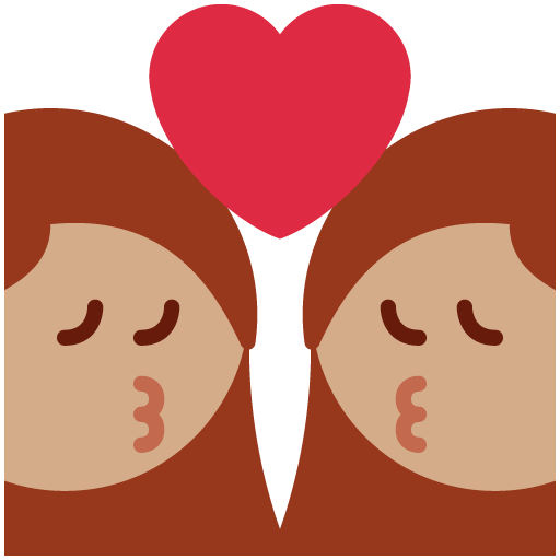 Kuss - Frau: mittlerer Hautton, Frau: kein Hautton für Twitter (X) Twemoji 15.0