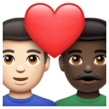 Stel met hart: man, man, lichte huidskleur, donkere huidskleur voor WhatsApp 2.25.1.75