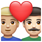 Stel met hart: man, man, lichtgetinte huidskleur, lichte huidskleur voor WhatsApp 2.25.1.75