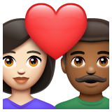 Stel met hart: vrouw, man, lichte huidskleur, donkergetinte huidskleur voor WhatsApp 2.25.1.75