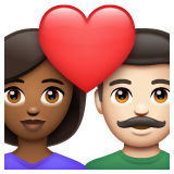 Stel met hart: vrouw, man, donkergetinte huidskleur, lichte huidskleur voor WhatsApp 2.25.1.75
