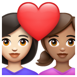Pár se srdcem: Žena, Žena, Světlý odstín pleti, Střední odstín pleti pro WhatsApp 2.25.1.75