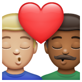 WhatsApp 2.25.1.75의 경우 키스: 남자 남자 연한 갈색 피부 진한 갈색 피부