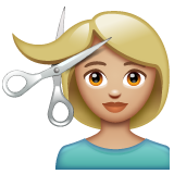Woman Getting Haircut: Medium-Light Skin Tone for WhatsApp 2.25.1.75