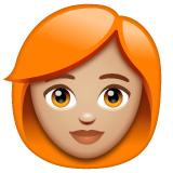 Dona: pell mitjana-clara, cabell vermell per WhatsApp 2.25.1.75